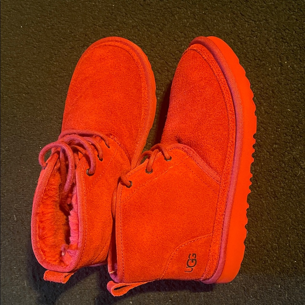 UGG Bright Red Suede Ankle Boots